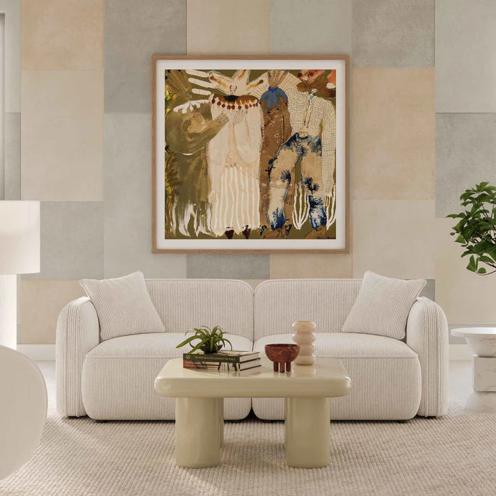Travie 78" White Sand Performance Corduroy Velvet Modular Loveseat
