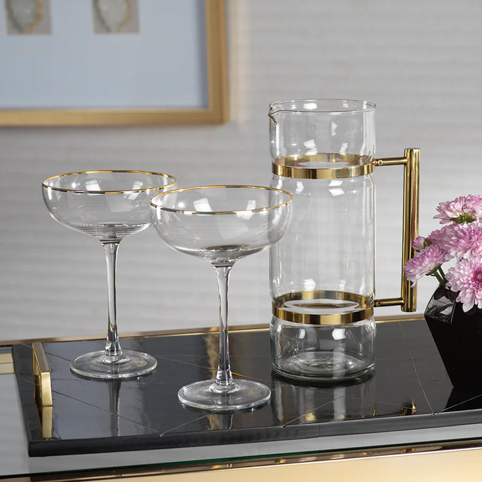 Martini/Champagne Glass with Gold Rim - Set of 12