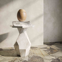 Esme Faux Marble Indoor / Outdoor Round Accent Table