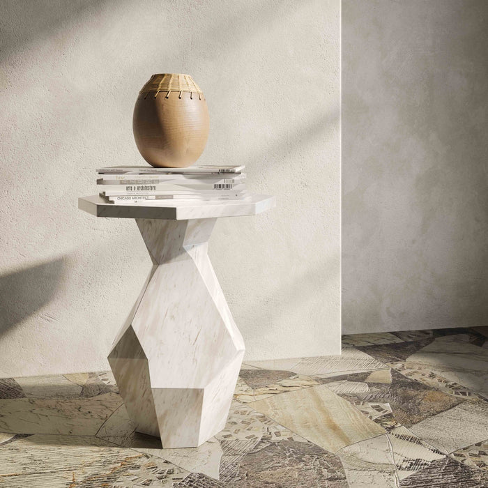 Esme Faux Marble Indoor / Outdoor Round Accent Table