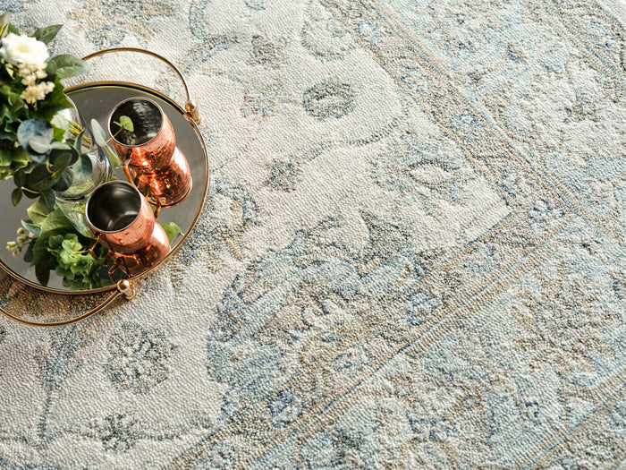 Carra Ivory/Blue Luxury Area Rug