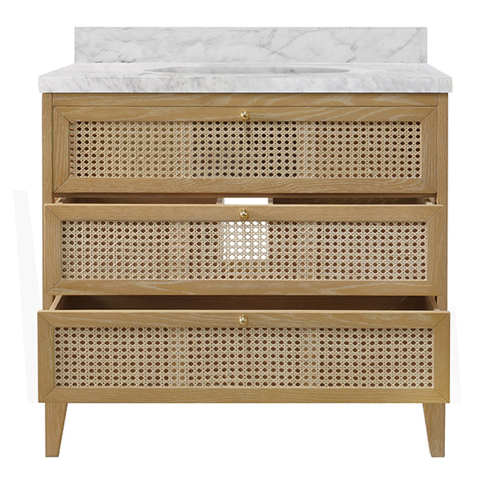 Sariah 36.5" Cerused Oak & Marble Bath Vanity