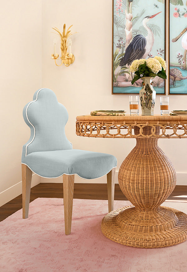 Fischer Light Blue Performance Linen Dining Chair