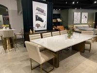 Isolde Modern Beige Velvet & Brushed Gold Dining Chairs (Set of 2)