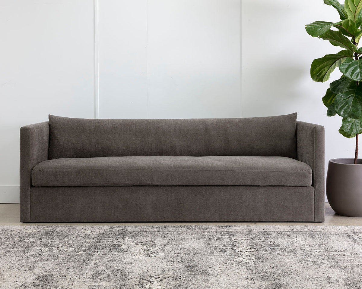 Leander 97.5" Fully Upholstered Brown Sofa