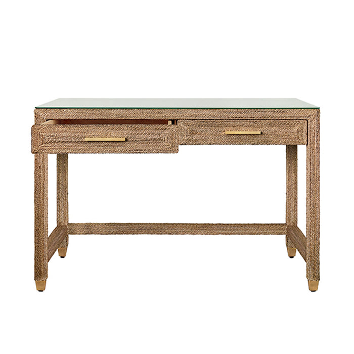 Angelica Glass Top Rope Desk With Gold Accents