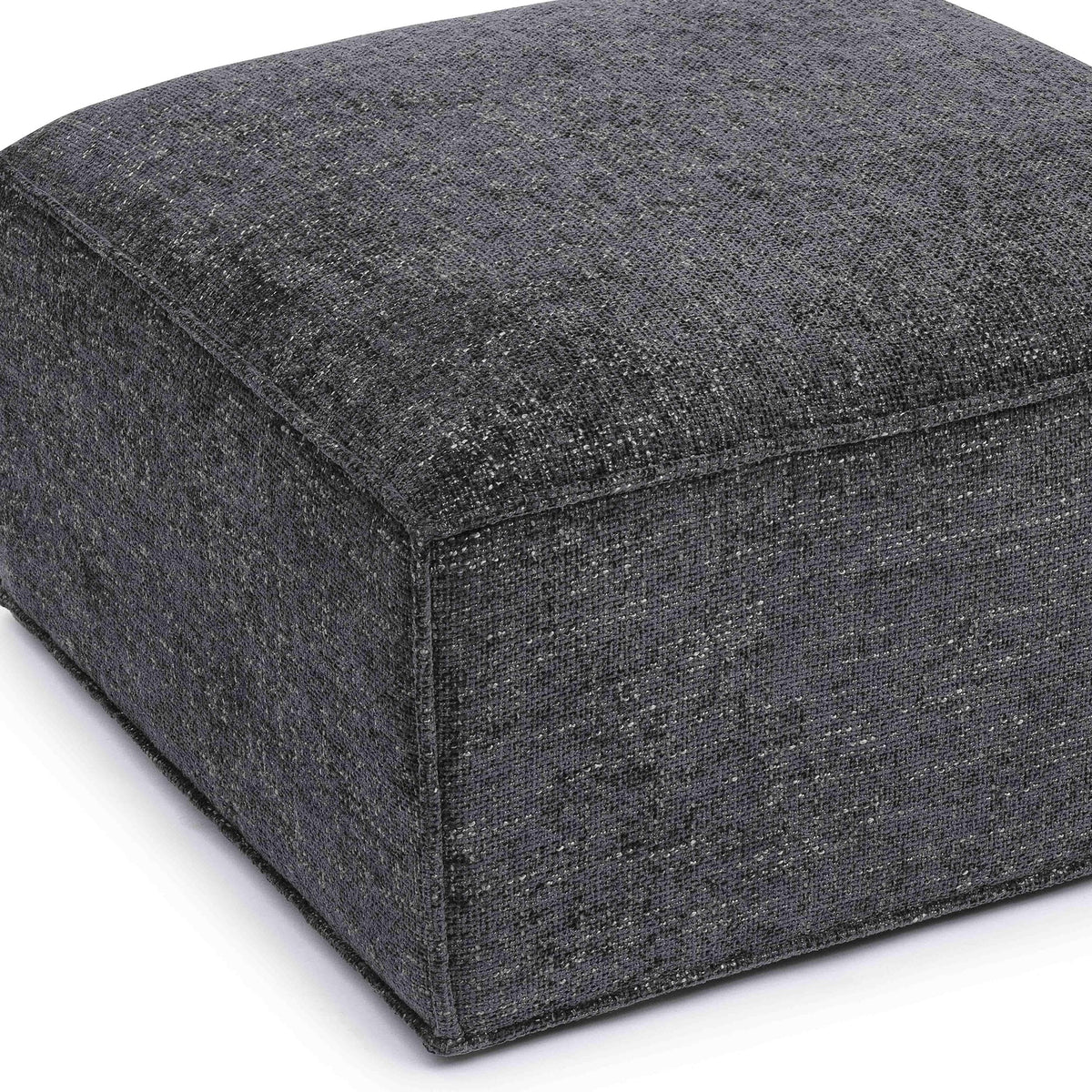 Mindy Charcoal Performance Chenille Basketweave Ottoman
