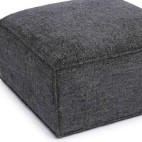 Mindy Charcoal Performance Chenille Basketweave Ottoman