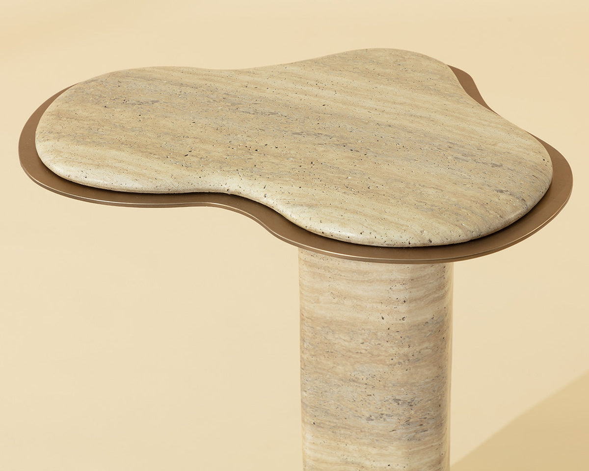 Isola Sand Faux Travertine Concrete Indoor Outdoor Accent Table