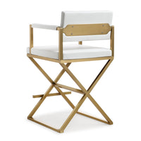 Lila White Gold Steel Faux Leather Counter Stool - Luxury Living Collection
