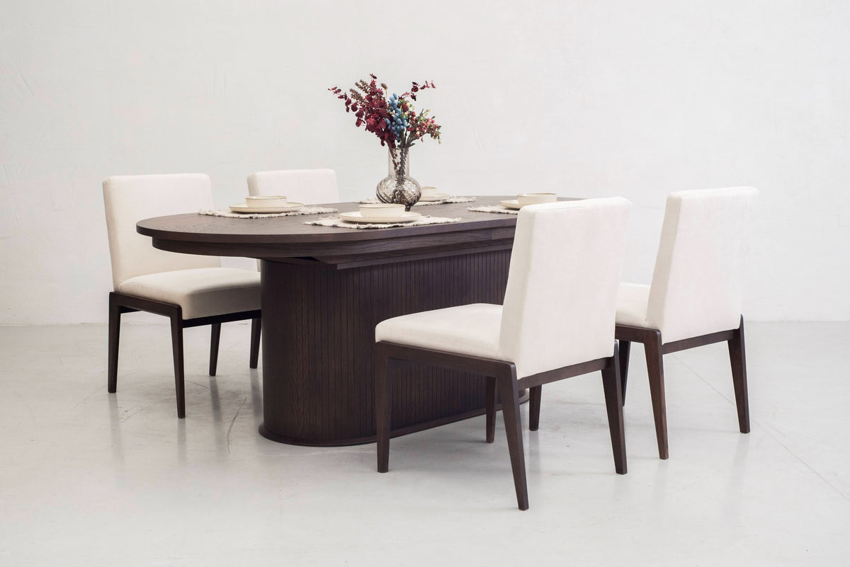 Micah 118" Modern Brown Oak Dining Table With Extension