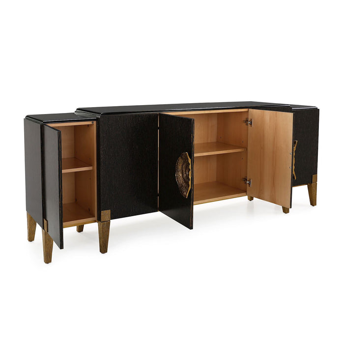 Flora 90.5" Six-Door Ebony & Gold Sideboard