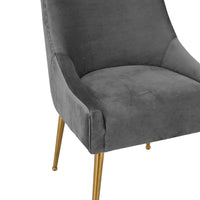 Prado Pleated Grey Velvet With Gold Frame Chair - Luxury Living Collection