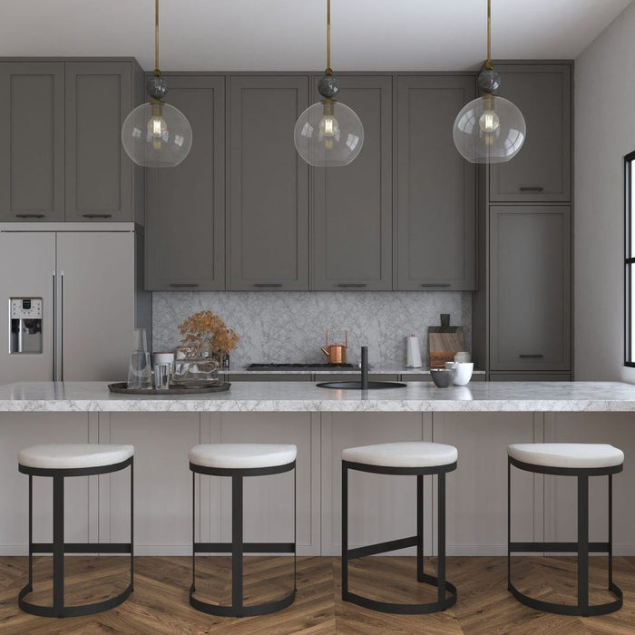 Crystal Plush Beige Performance Linen & Matte Black Counter Stool