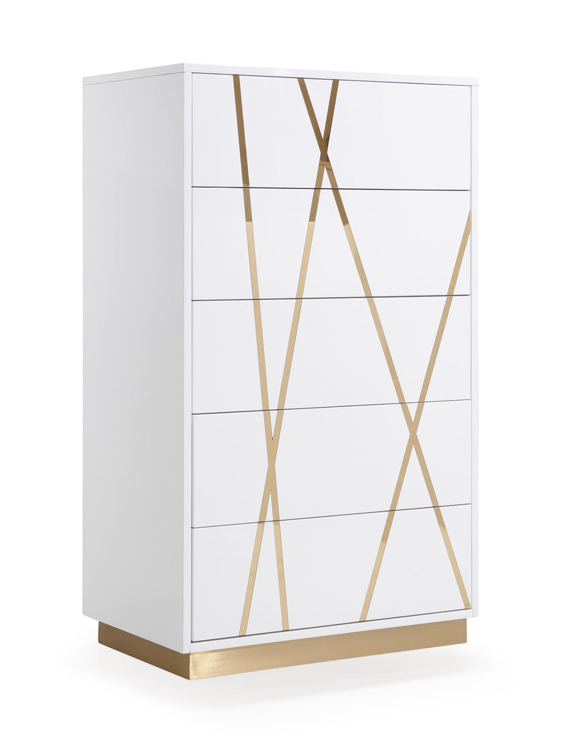 Ivo Modern White Gloss & Gold Chest