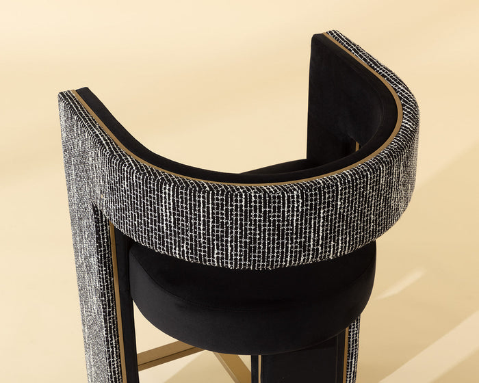 Adamina Black, Night Fabric & Gold Counter Stool