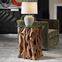 Natural 17" Teak Wood End Table