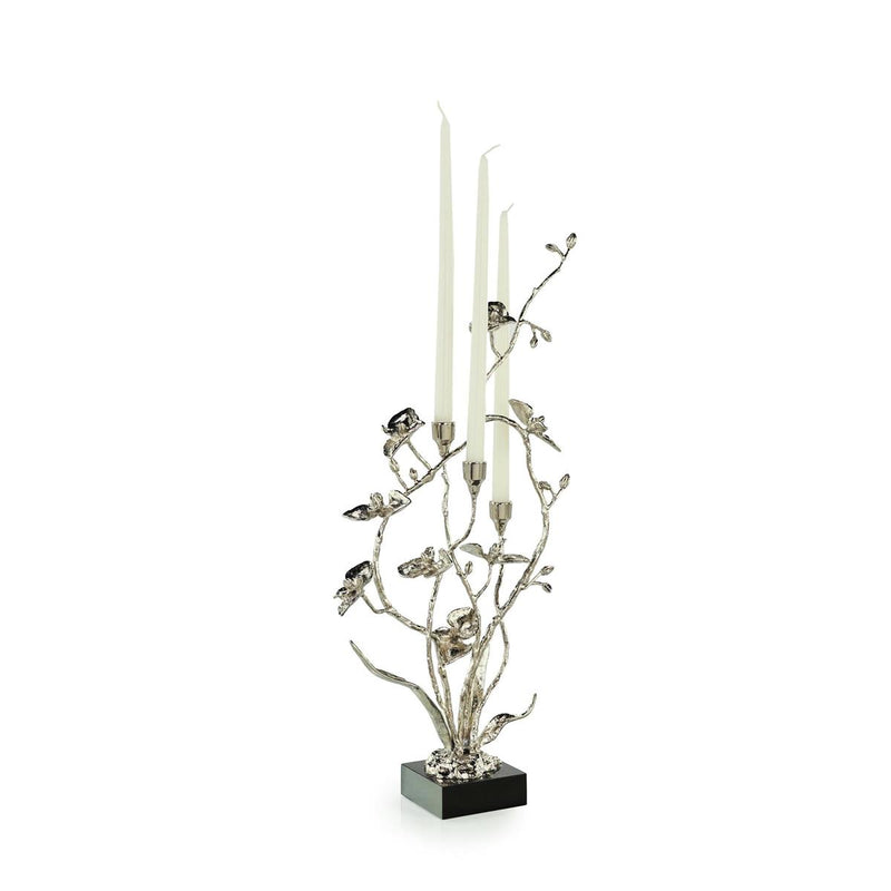 Blooming Orchids Gold & Black Marble Candleholder (2 Sizes Available)