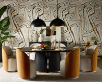 Tasmin 98" Black Acacia & Brushed Gold Dining Table