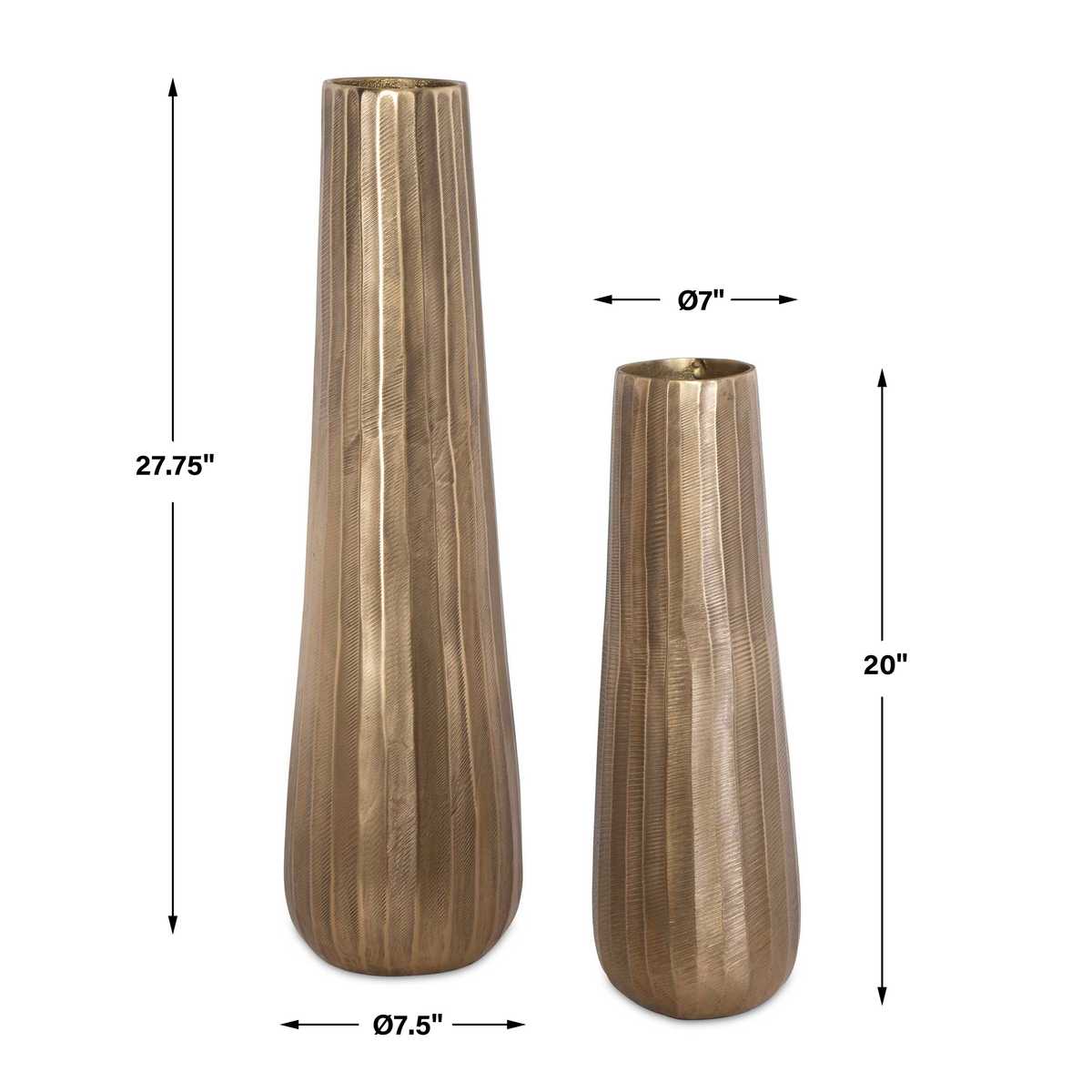Sonja Heavily Textured Antique Gold Vases (Set of 2)