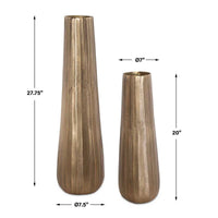 Sonja Heavily Textured Antique Gold Vases (Set of 2)