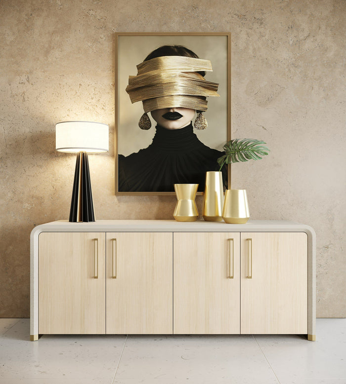 Yvette Modern Beige Leatherette & Gold Buffet