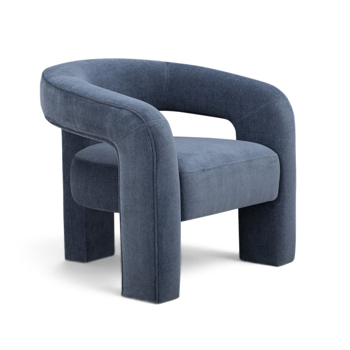 Clara Blue Denim Performance Velvet Curved Accent Chair