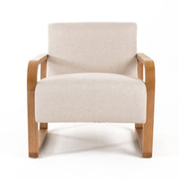 Vasser Mid-Century Modern Beige Linen & Chestnut Accent Chair