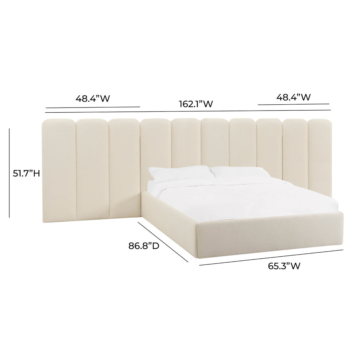 Essence Cream Boucle Bed With Side Panels