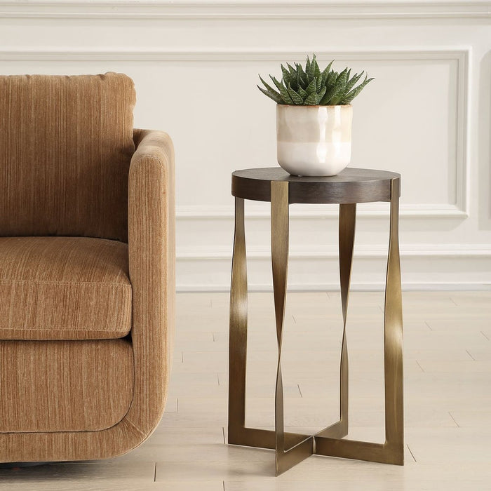 Olivia Walnut & Gold Accent Table