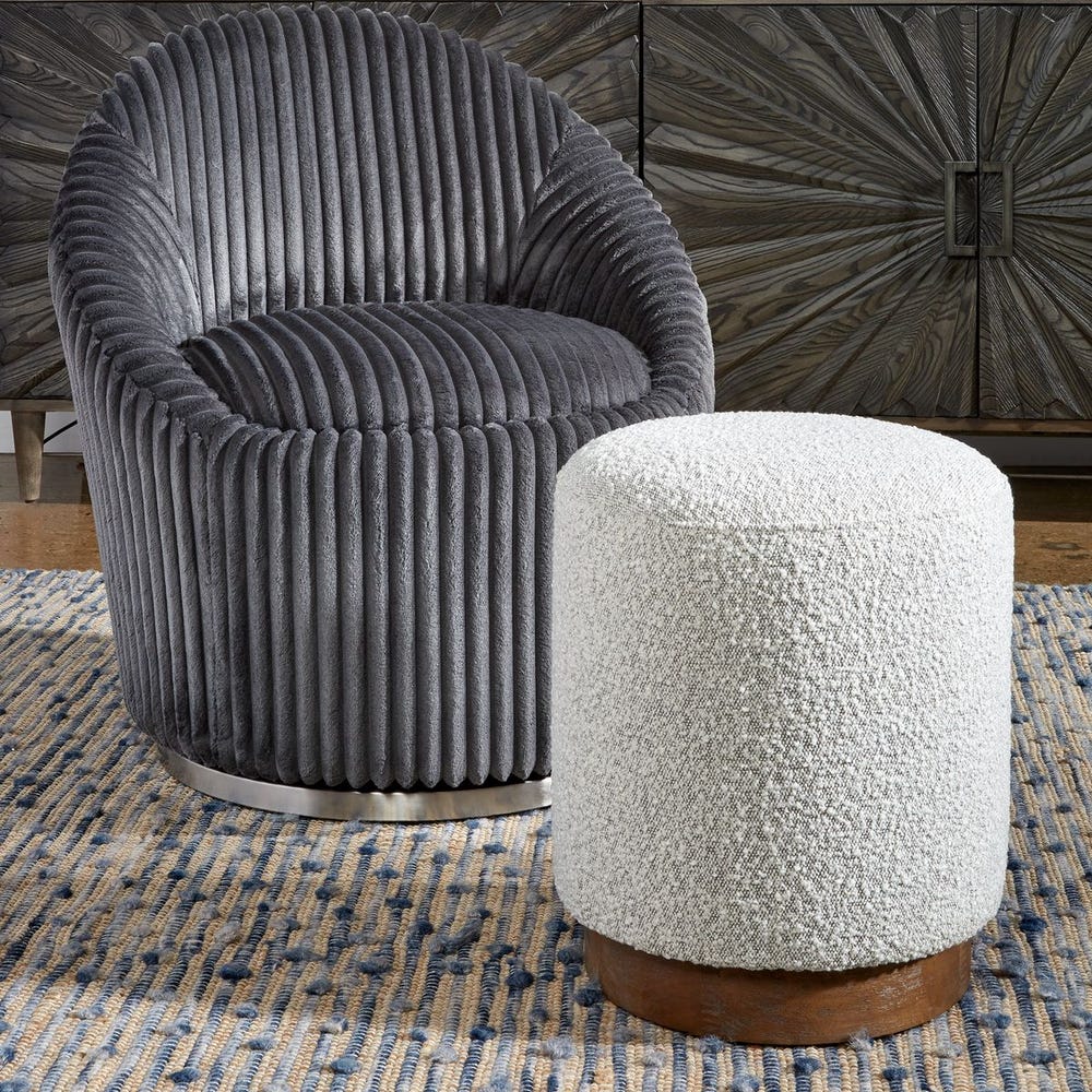Toshi Grey Boucle Ottoman