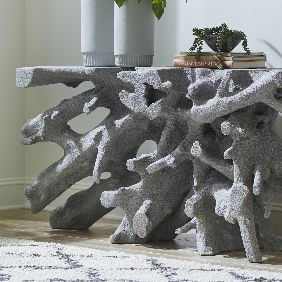 Wyn 60" Cast Root Faux Granite Console Table