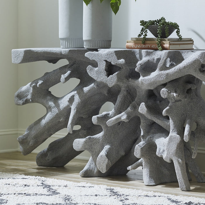 Wyn 60" Cast Root Faux Granite Console Table