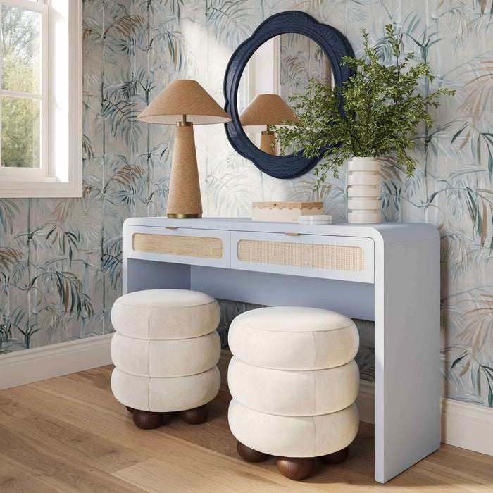 Ameline Pastel Blue Rattan Console/Desk