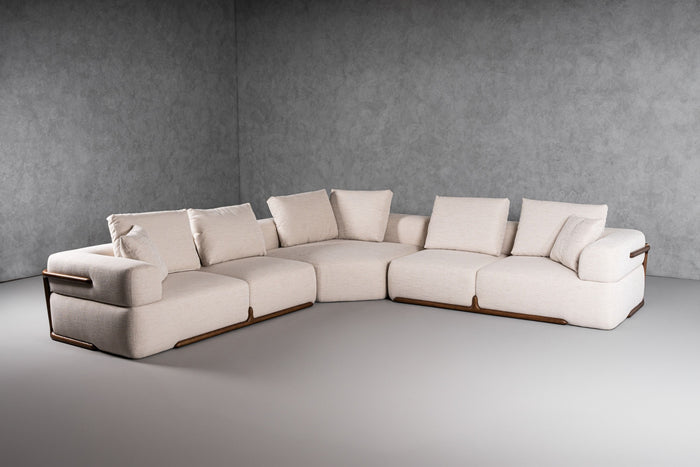 Tieara Modern Off White Fabric Sectional Sofa