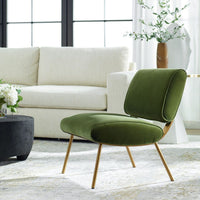 Loly Green Velvet & Gold Accent Chair