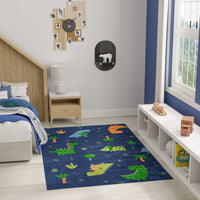 Dinosaurs Navy Multicolour Area Rug