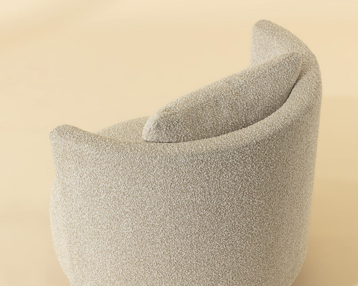 Fortis Oatmeal Swivel Accent Chair with Maple Burl Base