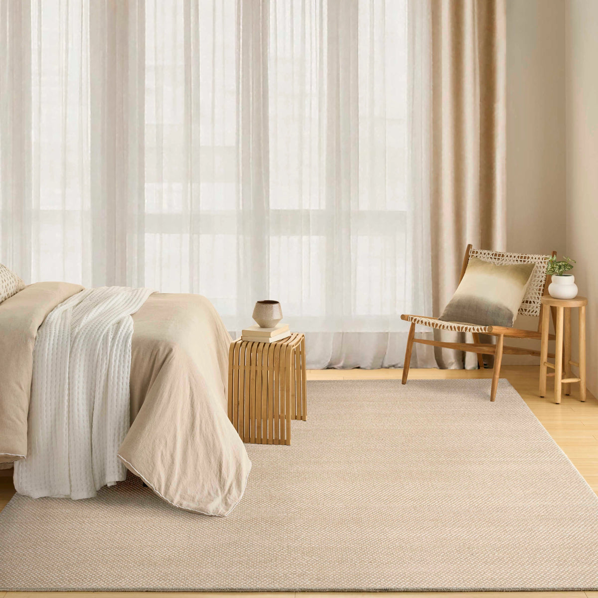 Everly Ivory Taupe Wool Blend Area Rug