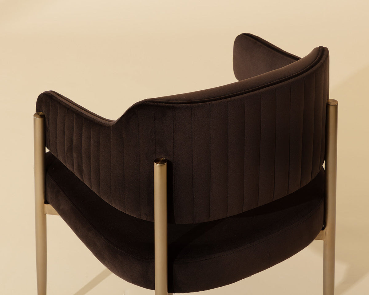 Tova Mink Plush Fabric & Stainless Steel Dining Armchair
