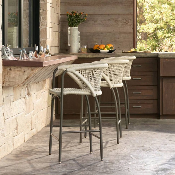 Enzo Buff Plain Weave Outdoor Bar Stool