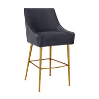 Prado Pleated Performance Grade Dark Grey Velvet Counter Stool