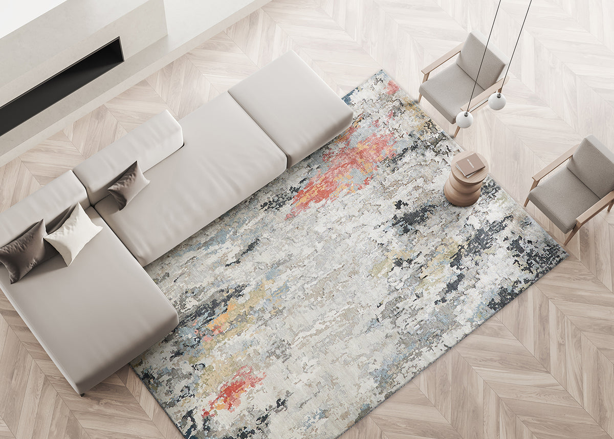 Audrina Silver/Grey/Coffee Artist's Area Rug