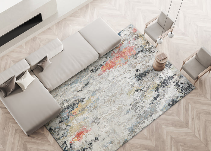 Audrina Silver/Grey/Coffee Artist's Area Rug