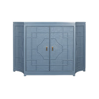 Cove 58" Capri Blue Rattan Overlay Cabinet