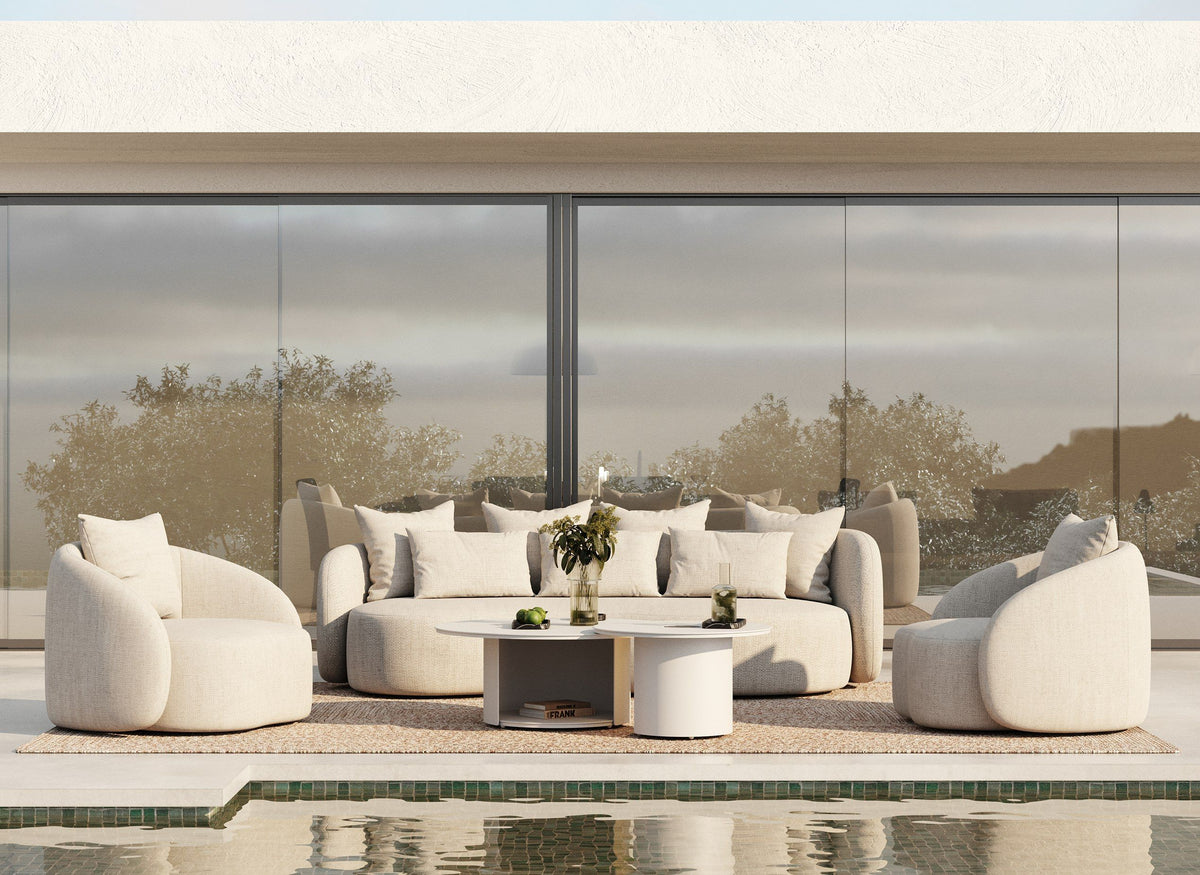 Helene Beige 4 Seat Outdoor Performance Fabric Sofa