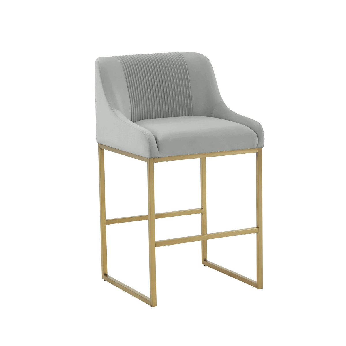 Melodie Grey Pleated Velvet Counter Stool
