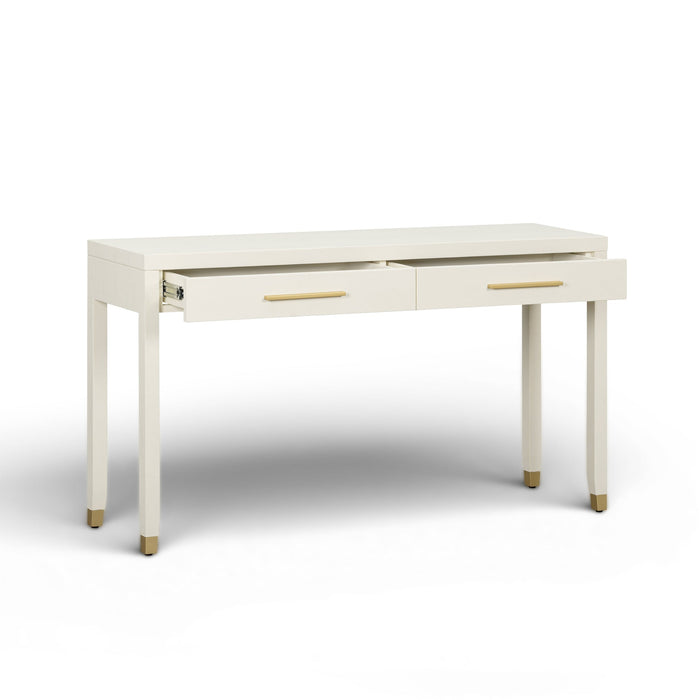 Dorite 54" Cream Faux Shagreen 2-Drawer Console Table