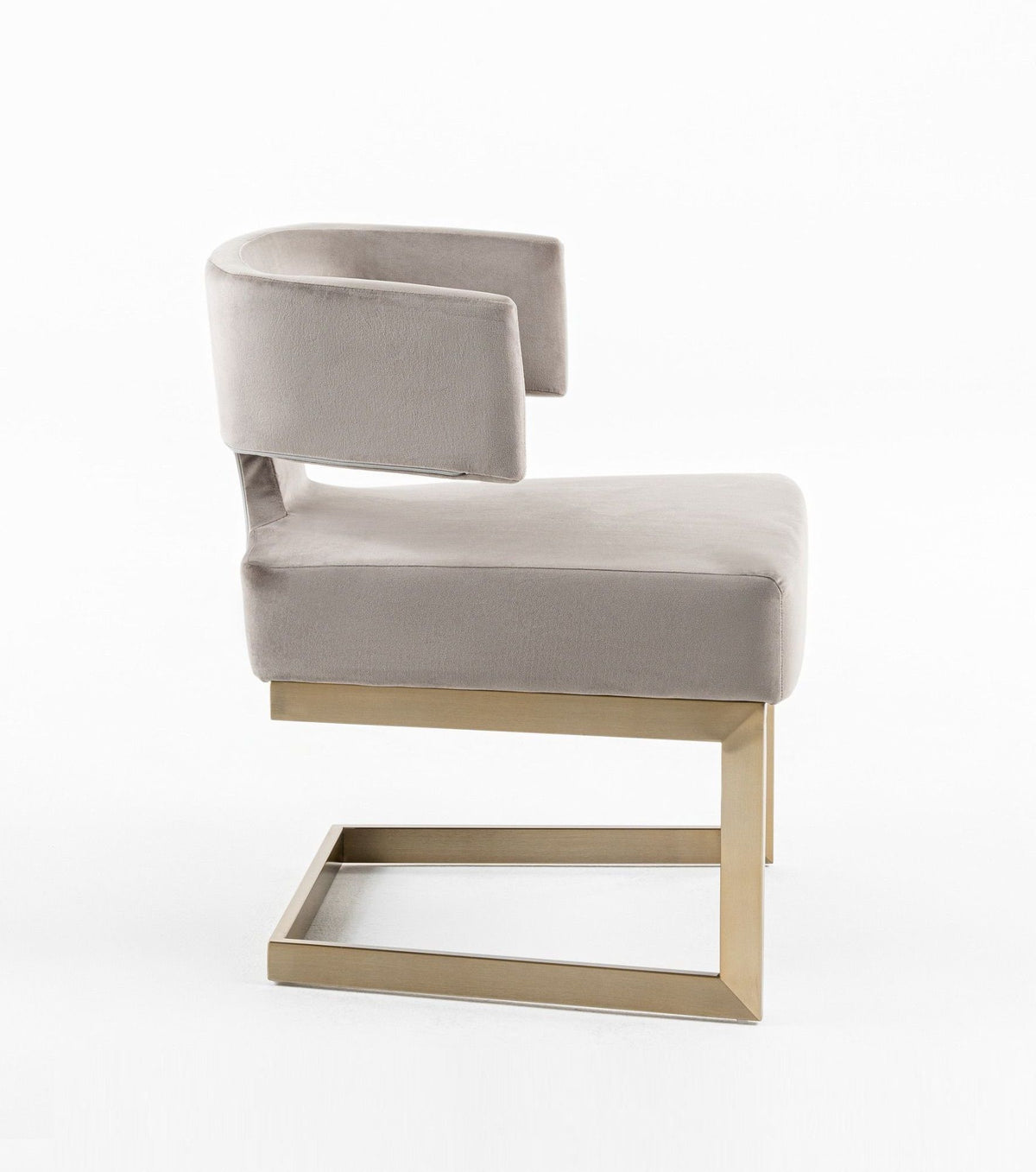 True Modern Off-White Velvet & Brass Dining Chair