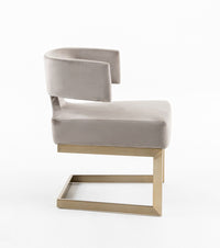 True Modern Off-White Velvet & Brass Dining Chair